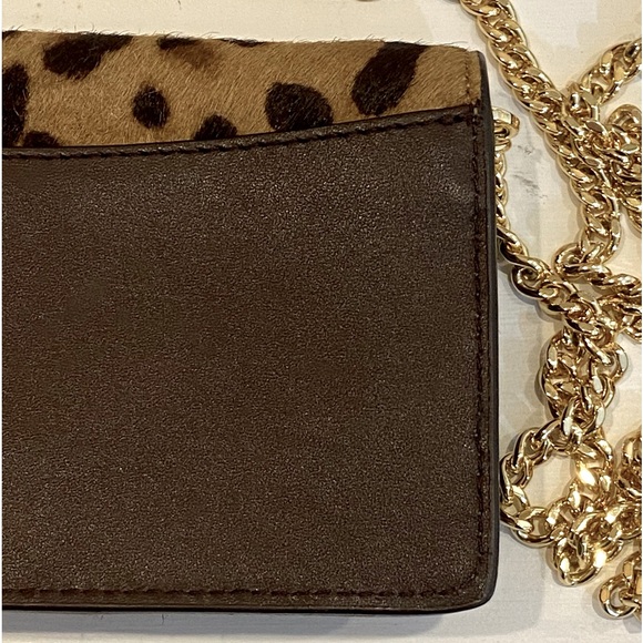 NWOT Lauren Ralph Lauren Leather Calf Hair Leopard Chain Crossbody Tech Bag $225 - Picture 13 of 15